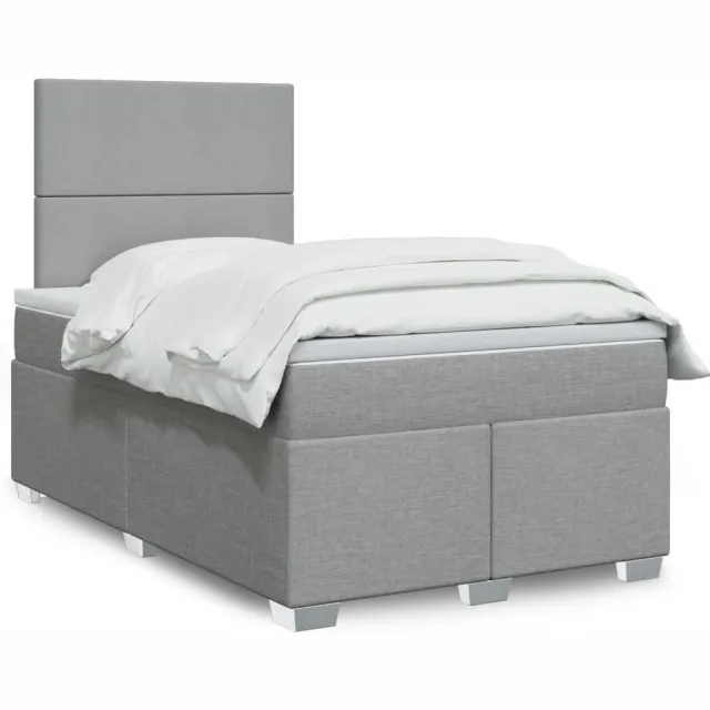 vidaXL Boxspring met matras stof lichtgrijs 120x200 cm grijs