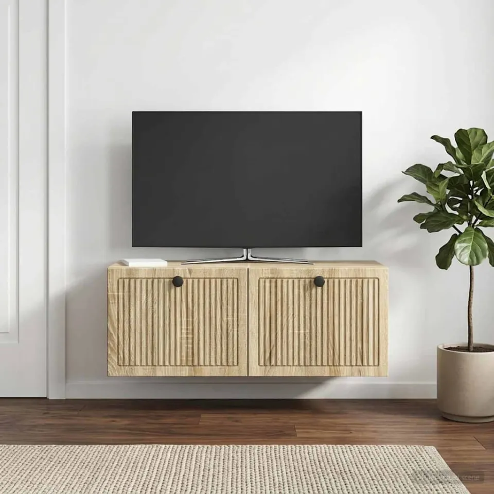 vidaXL Wandbeugel TV-kast Sonoma Eiken 78,5 x 31 x 30 cm Bewerkt hout, foto 4