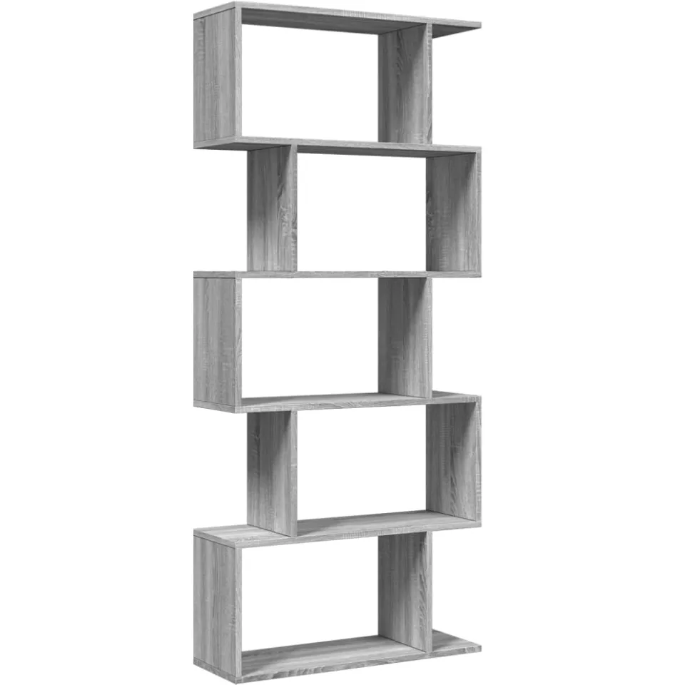 vidaXL Kamerscherm / boekenkast 5-laags 70x24x161 cm hout grijs sonoma, foto 3