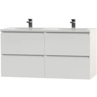 Tiger Wastafelonderkast Loft 120cm - Hoogglans Wit Glanzend - Met 4 Lades - Met Hoogglans Witte Wastafel