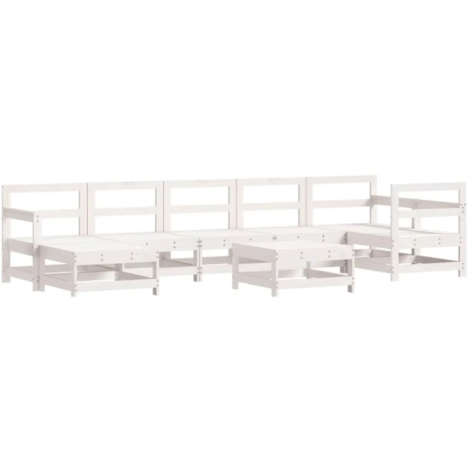 vidaXL 8-delige Loungeset massief grenenhout wit