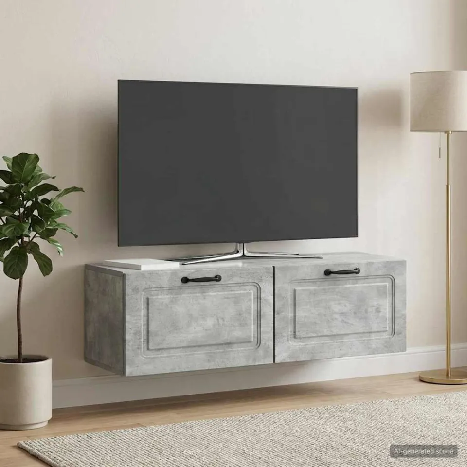 vidaXL Wandbeugel TV-kast Betongrijs 98 x 31 x 30 cm Bewerkt hout grijs, foto 4