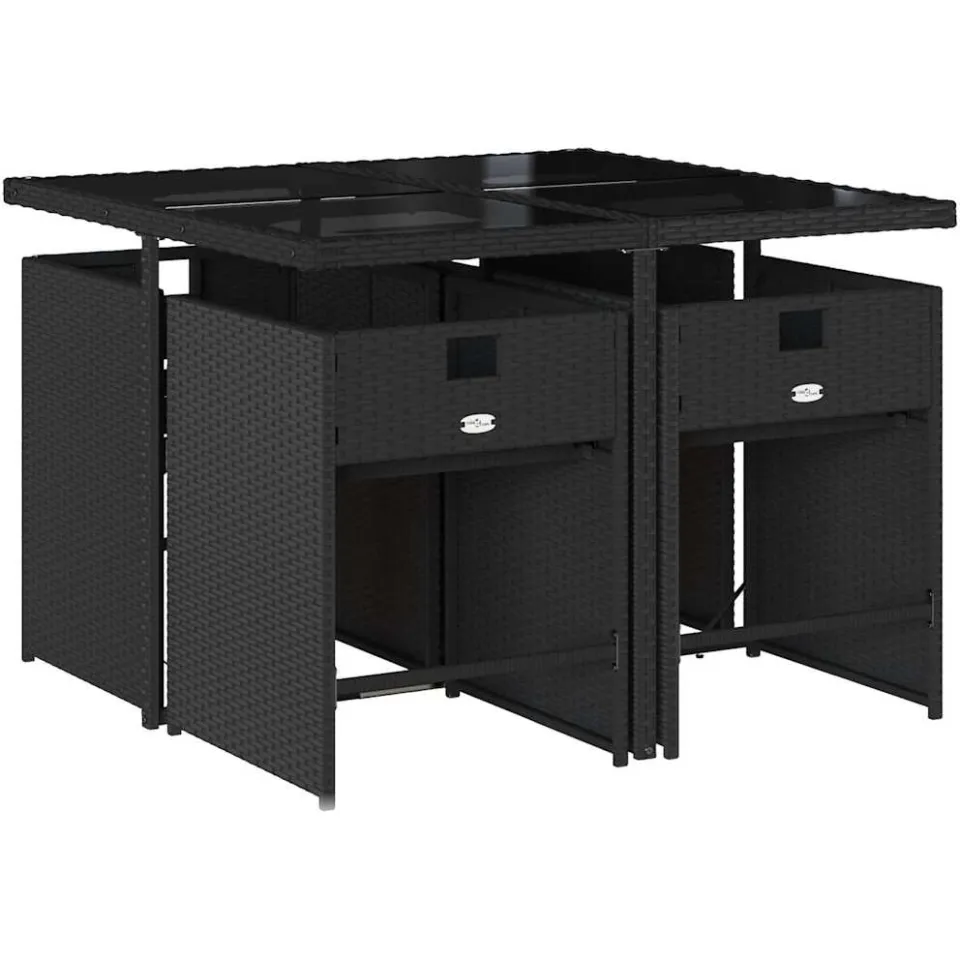 vidaXL 5-delige Tuinset met kussens poly rattan zwart, foto 3