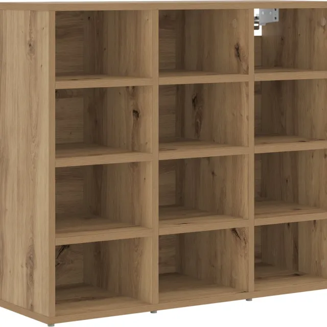 vidaXL Schoenenkast - 77,5 - x - 30 - x - 67 - cm - Bewerkt - hout - Artisanaal - eiken Artisanaal eiken