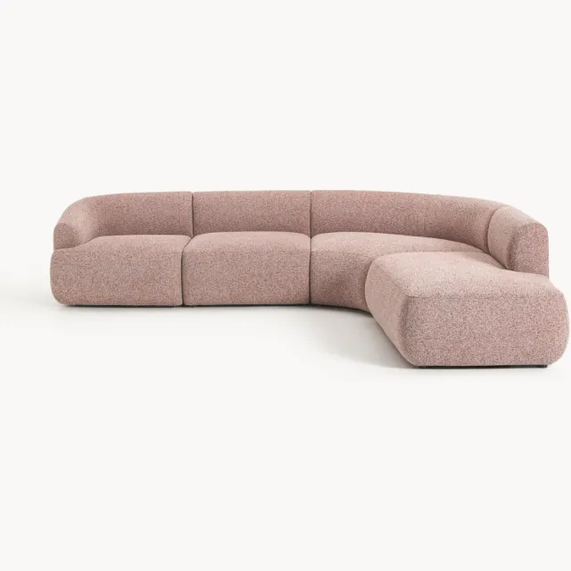 Westwing Collection Modulaire bouclé hoekbank Sofia (4-zits) Wijnrood