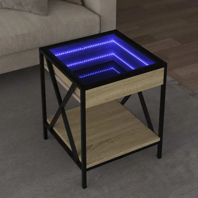 vidaXL Salontafel met Infinity LED 40x40x49 cm sonoma eikenkleurig, foto 2
