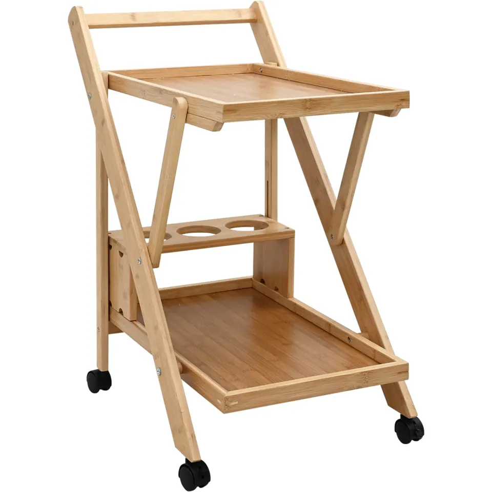 vidaXL Keukentrolley met Wielen Licht Bruin 65 x 40,5 x 76,5 cm Bamboe
