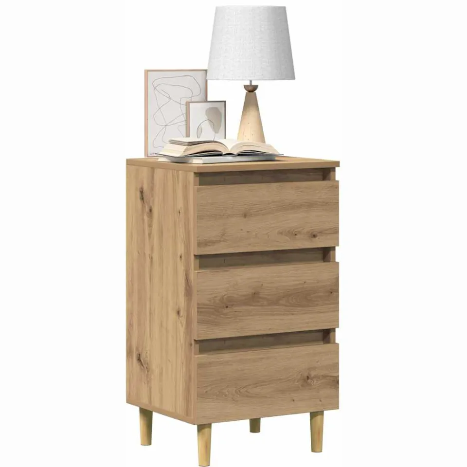 vidaXL Nachtkastje 40x35x69 cm bewerkt hout artisanaal eikenkleur Bruin