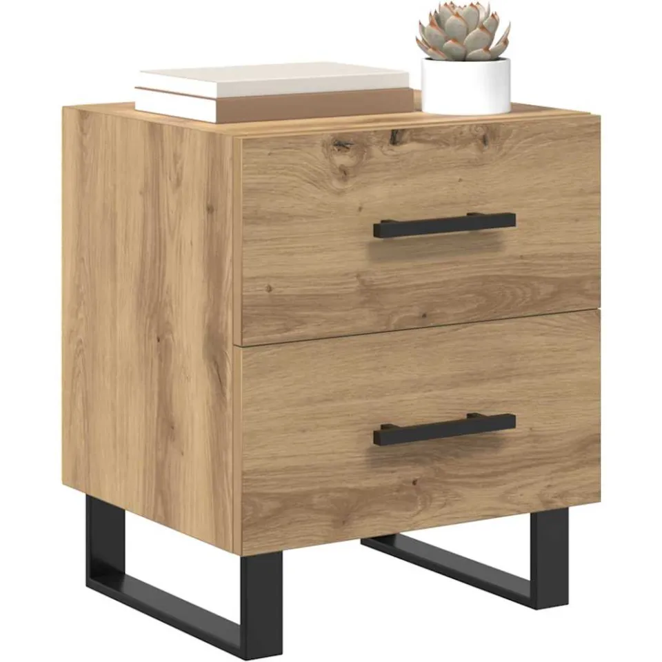 vidaXL Nachtkastje Artisan Eiken 40 x 35 x 47,5 cm Bewerkt hout Bruin