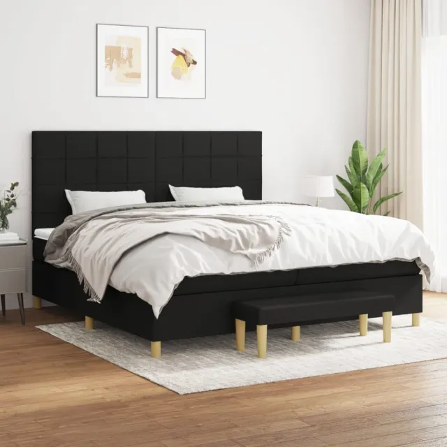 vidaXL Boxspring met matras stof zwart 200x200 cm