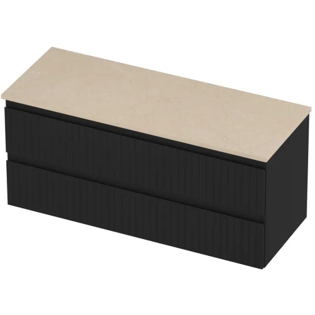 Proline Deck Badmeubelset Hardsteen Symmetrisch Gefreesd 120x46x55 cm Sand Stone Mat Zwart