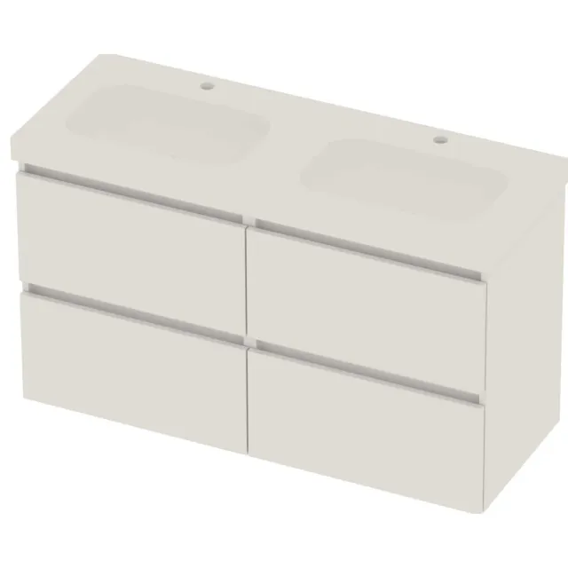 Basic-Line Moby 46 Badmeubelset Polystone 120x46x66 cm M46mwchw2x602 Ice White Mat Wit