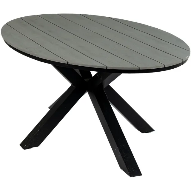 4 Seizoenen Tuinmeubelen Ovale tuintafel Cyprus 180 cm | 4 personen | Grey/Black | Polywood & aluminium Black, Grey