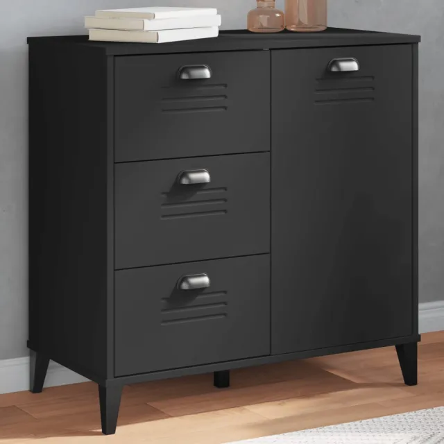 vidaXL Dressoir VIKEN 80x40x80 cm bewerkt hout zwart, foto 2