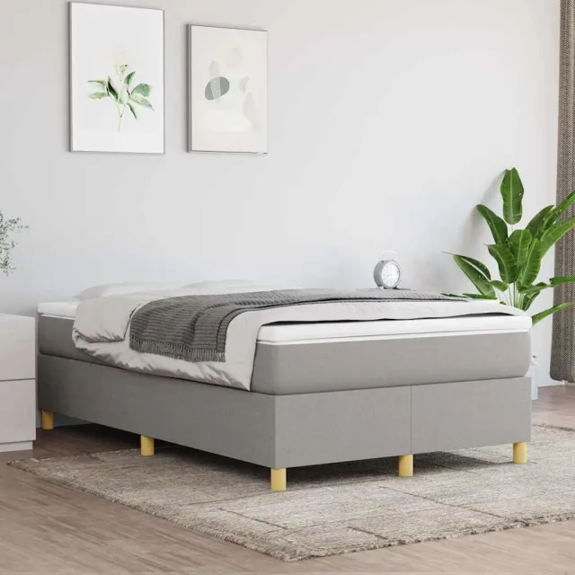 vidaXL Boxspring met matras stof lichtgrijs 120x200 cm grijs