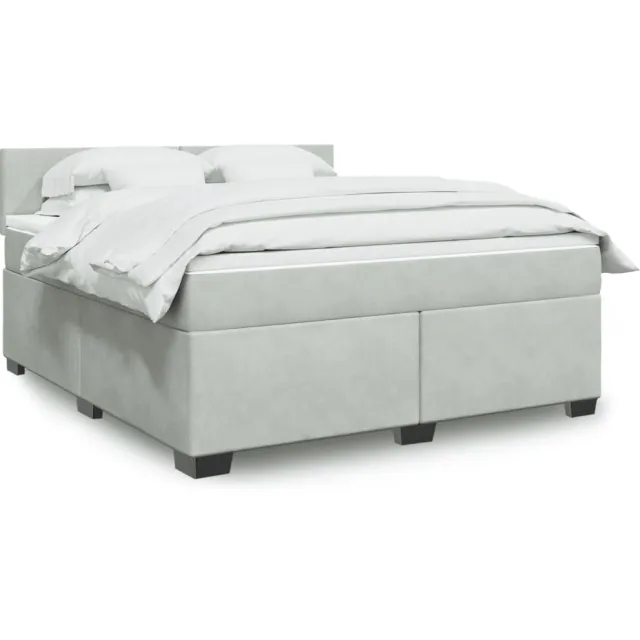 vidaXL Boxspring met matras fluweel lichtgrijs 180x200 cm grijs