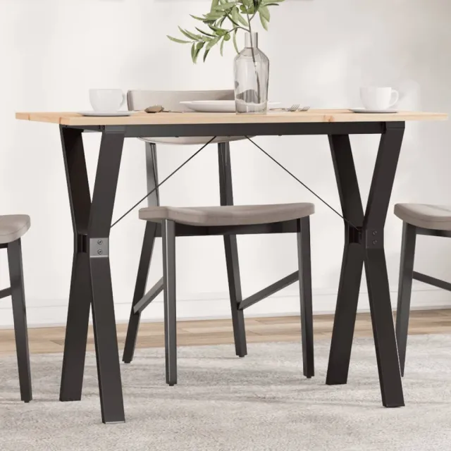 vidaXL Eettafel Y-frame 100x50x75 cm massief grenenhout en staal Bruin