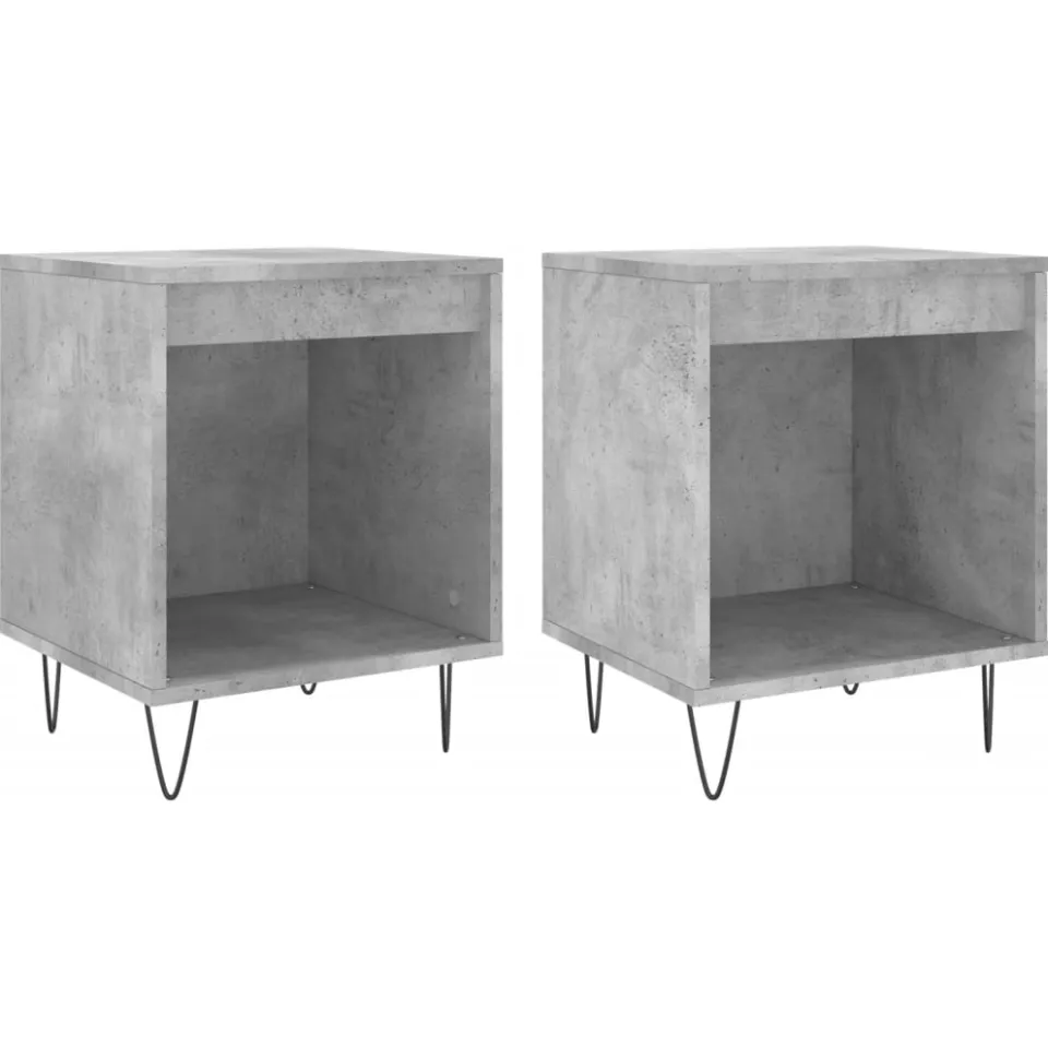 vidaXL Nachtkastjes 2 st 40x35x50 cm bewerkt hout betongrijs grijs, foto 3
