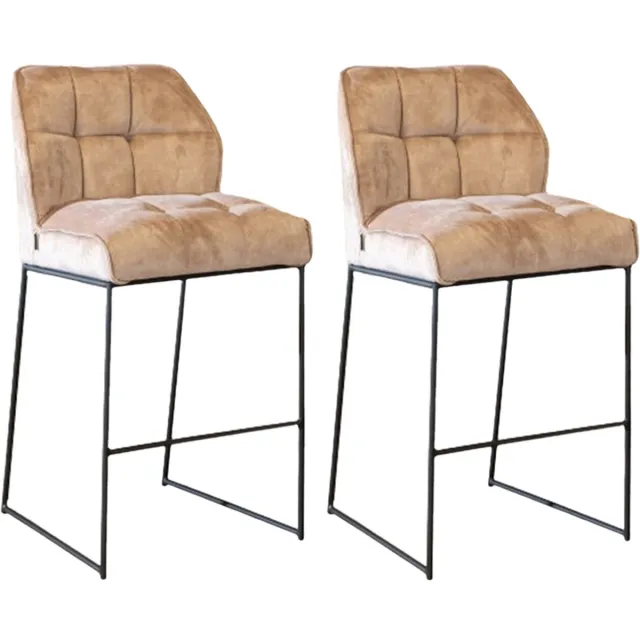 Bronx71 Velvet barkruk Janna taupe 82 cm - Barkrukken set van 2 - barstoel