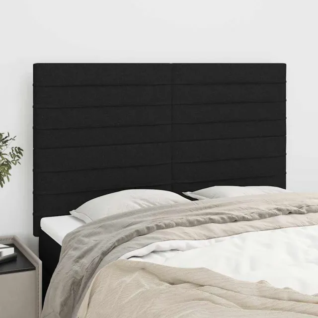 vidaXL Hoofdbord zwart 144x5x118/128 cm stof