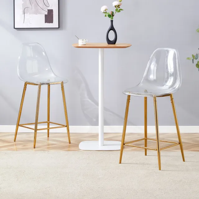 MODENUIT Barkruk 101,6 Cm - Transparante Zitting Met Rugleuning - Keukenbar - Kunststof En Metaal - Goud