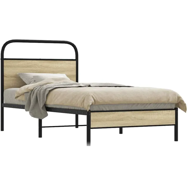 vidaXL Bedframe zonder matras bewerkt hout sonoma eikenkleur 75x190 cm
