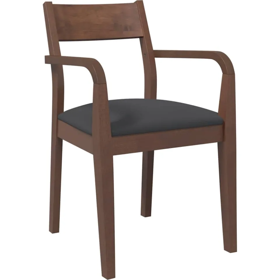 vidaXL Eetkamerstoelen met kussens 2 st massief hout rubber bruin, foto 4