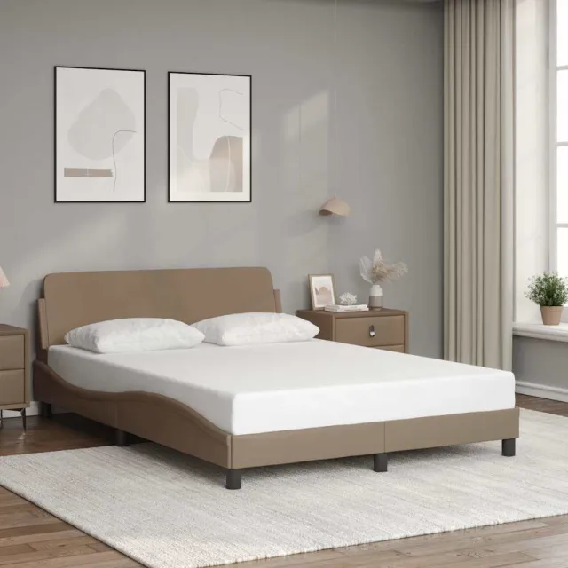vidaXL Bedframe "Dover" kunstleer cappuccinokleurig 140x200 cm Bruin