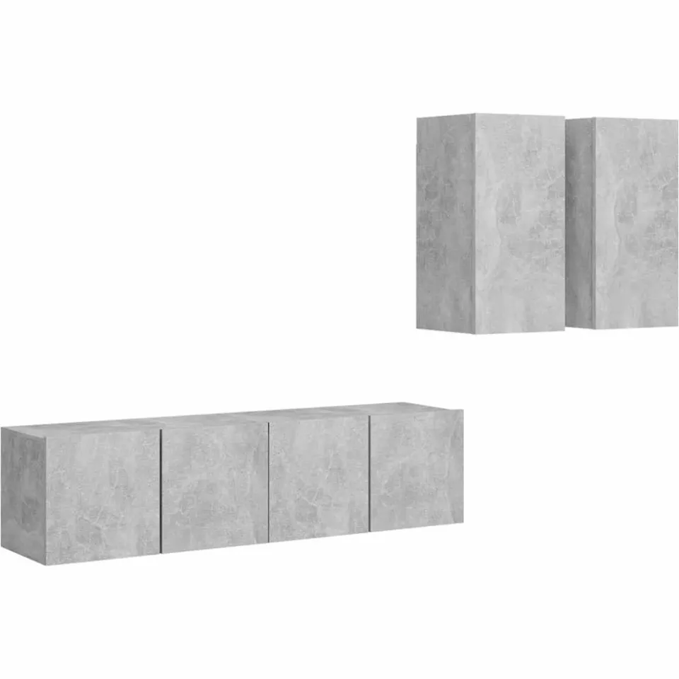 vidaXL 4-delige Tv-meubelset bewerkt hout betongrijs grijs, foto 3