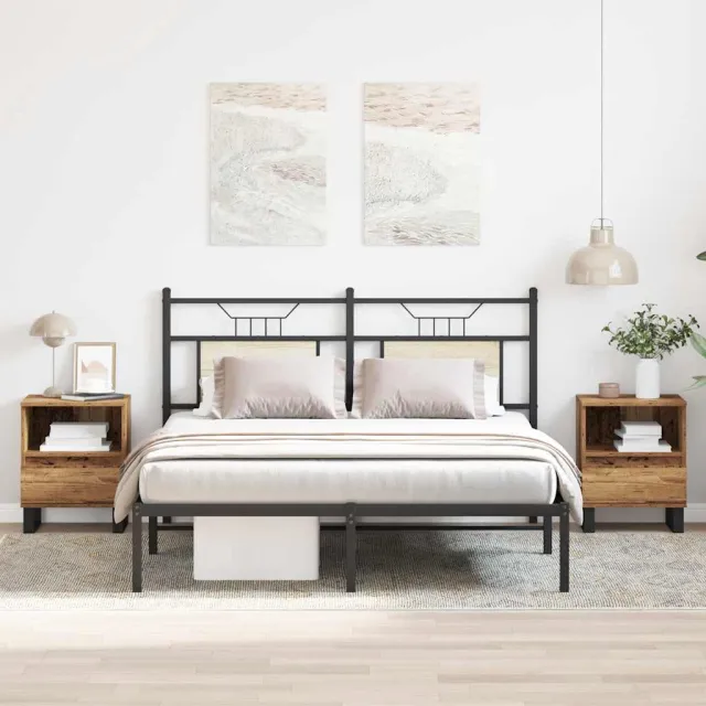 vidaXL Nachtkastjes 2 st 40x35x50 cm bewerkt hout oud houtkleurig bruin, foto 2