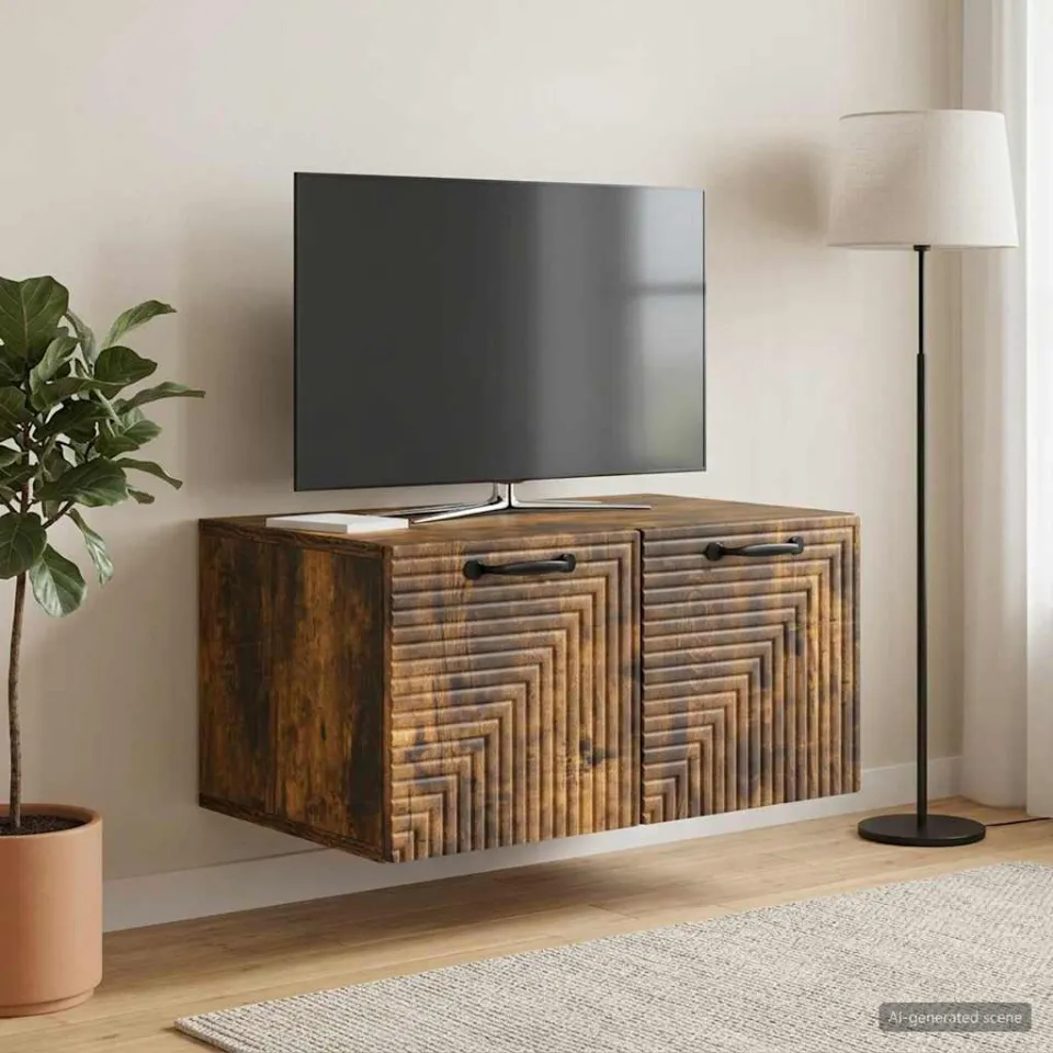 vidaXL Wandbeugel TV-kast Gerookt eiken 59,5 x 41 x 30 cm Bewerkt hout, foto 4