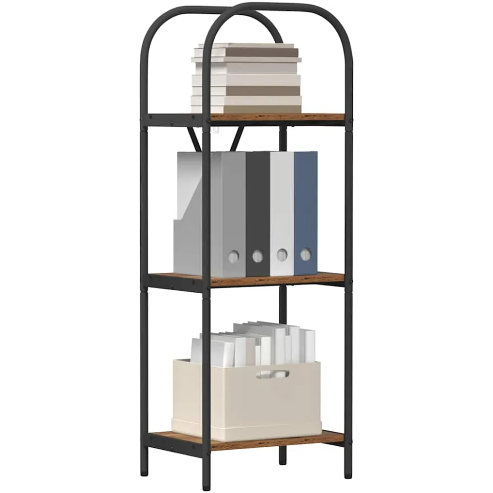 vidaXL Boekenkast 3-laags 40 x 30 x 109 cm Bewerkt hout Oudhout bruin, foto 3