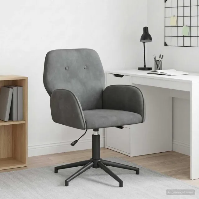 vidaXL Draaischrijfstoel fluweel 54 x 55 x 90 cm Donkergrijs