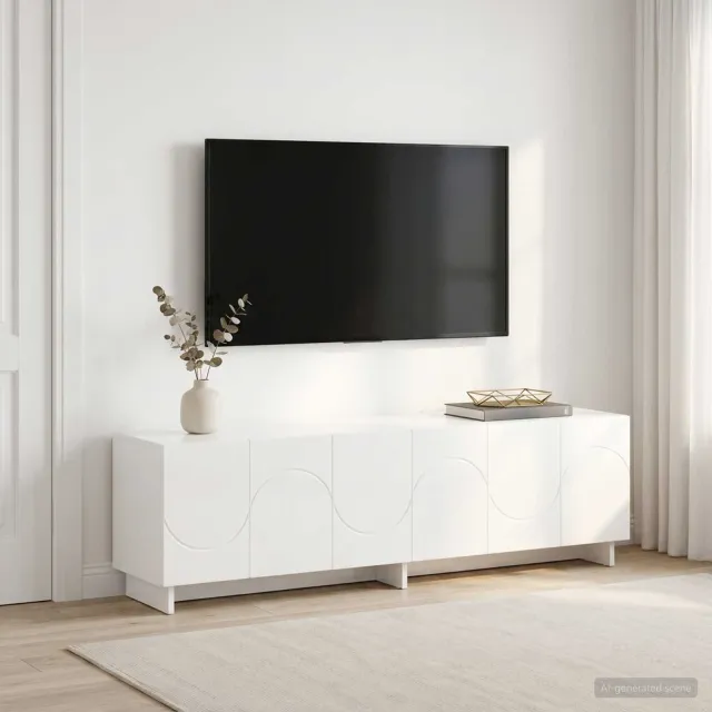 vidaXL tv-meubel 140 x 34,5 x 40 cm Hoogglans Wit Bewerkt hout