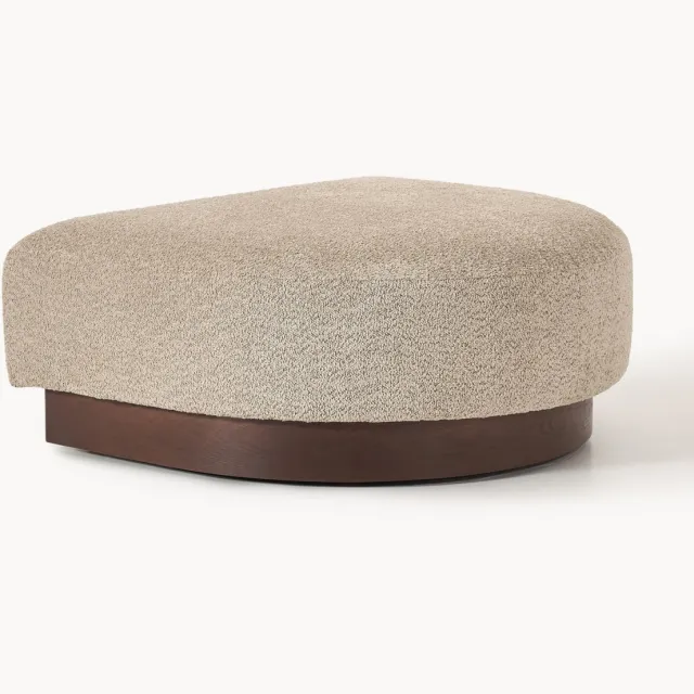 Westwing Collection Voetenbank Natalie van teddy-bouclé Beige