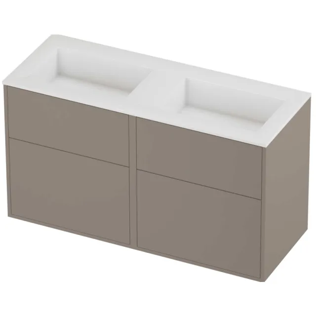 Proline Aristo Badmeubelset Polystone Elegant Zonder Gat 120x46x67 cm Glans Wit Clay Beige