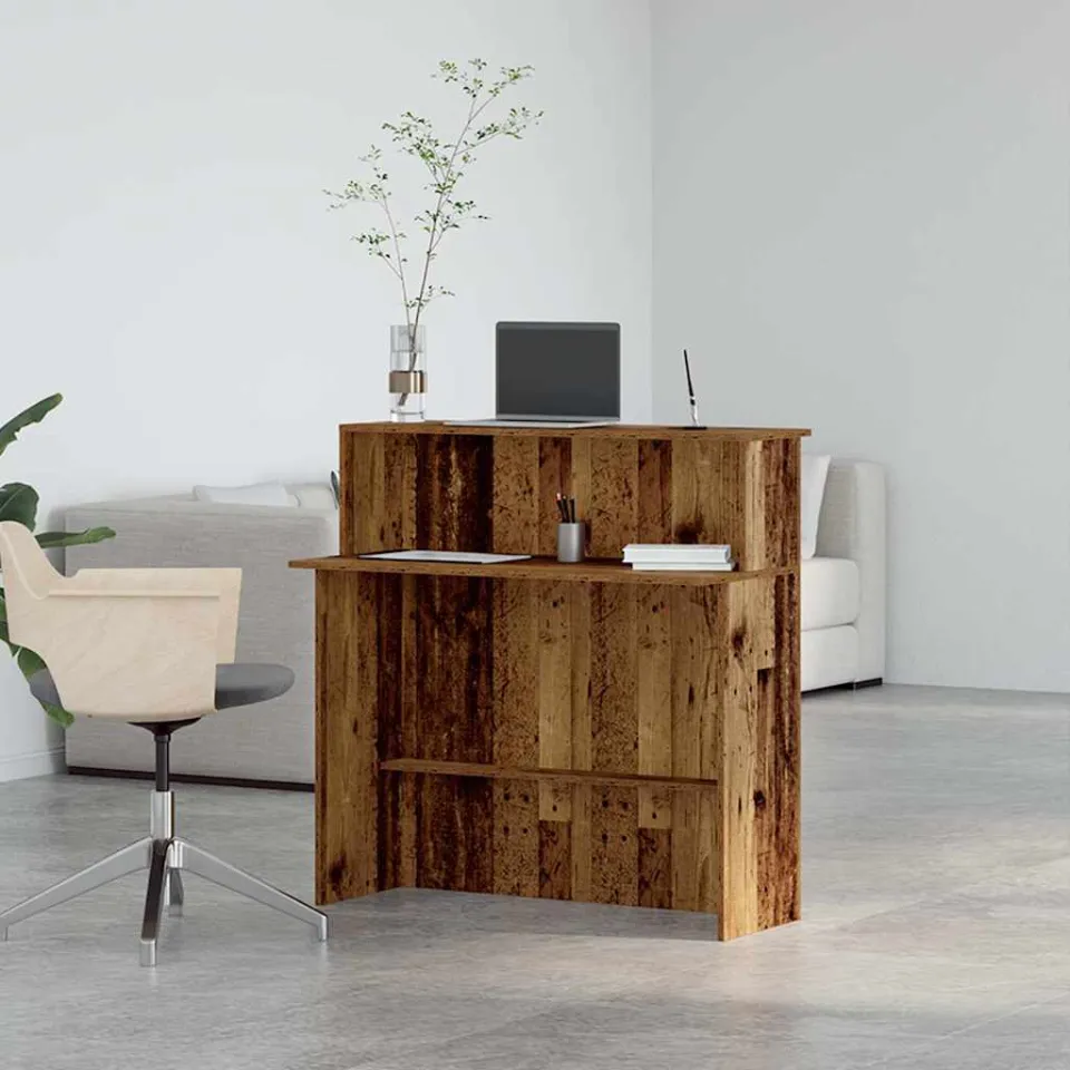 vidaXL Receptiebalie 100x50x103,5 cm bewerkt hout oud houtkleurig bruin, foto 4