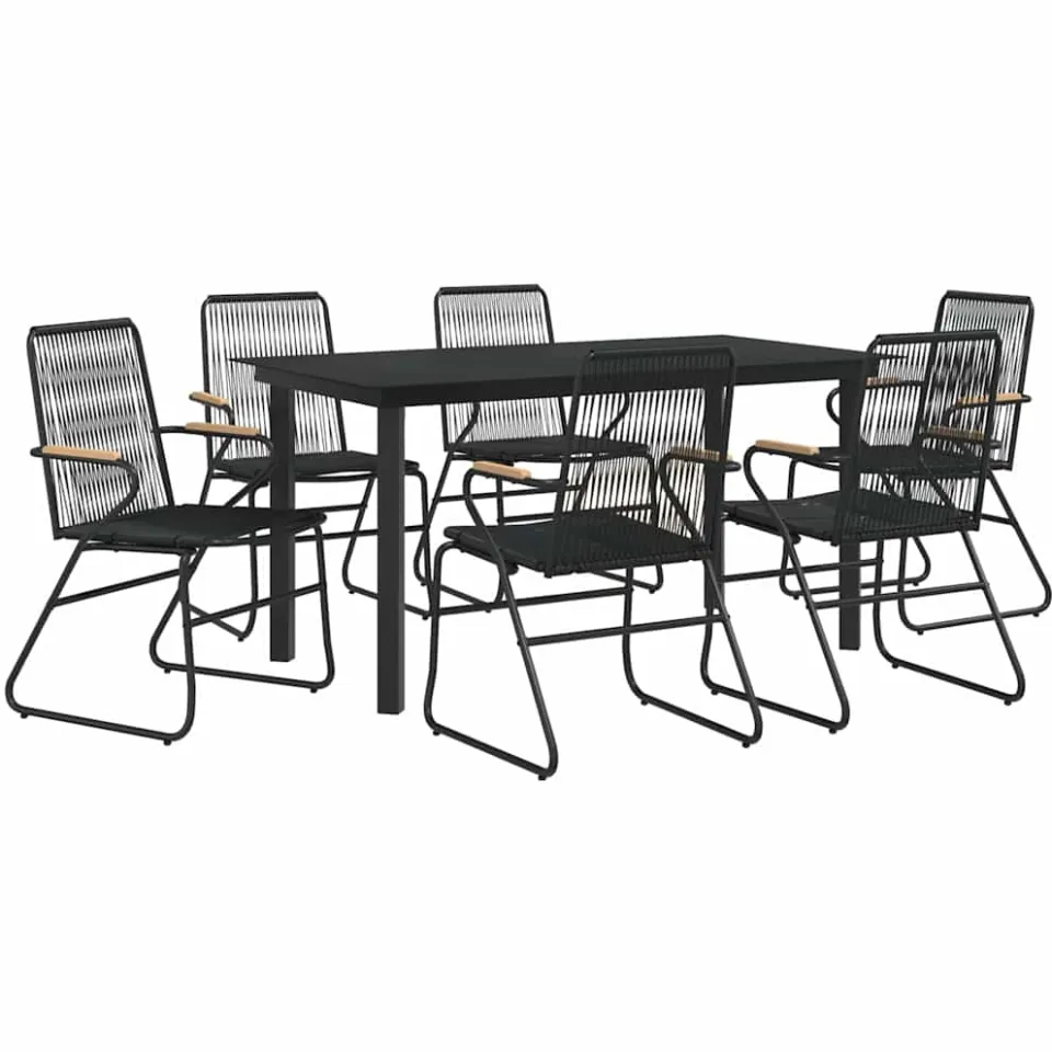 vidaXL 7-delige Tuinset PVC-rattan zwart