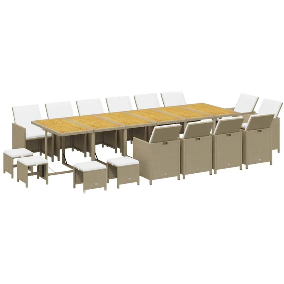 vidaXL 17-delige Tuinset met kussens poly rattan beige, foto 3