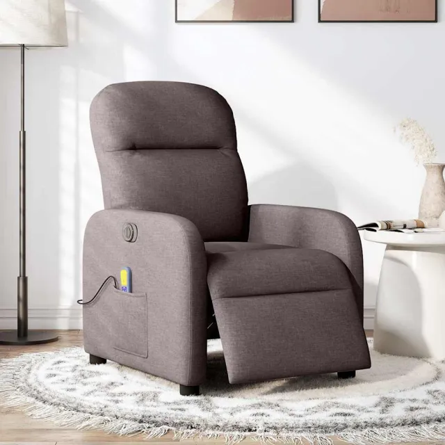 vidaXL Massagestoel elektrisch verstelbaar stof donkerbruin