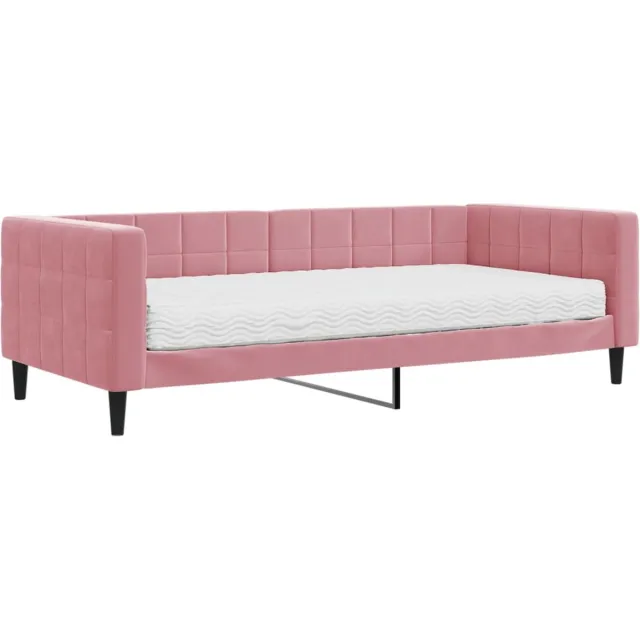 vidaXL Slaapbank - met - matras - 90x200 - cm - fluweel - roze