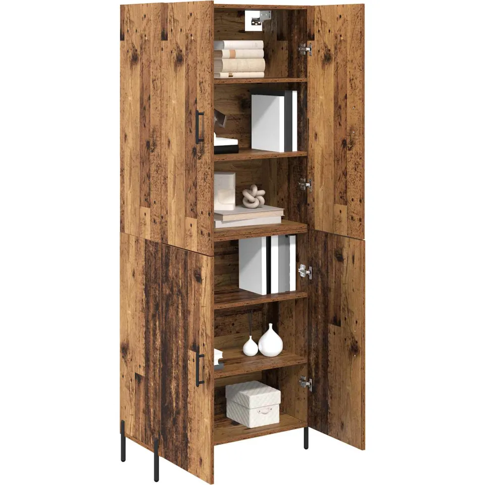 vidaXL Highboard Oud Hout 69,5 x 34 x 180 cm Bewerkt hout Bruin