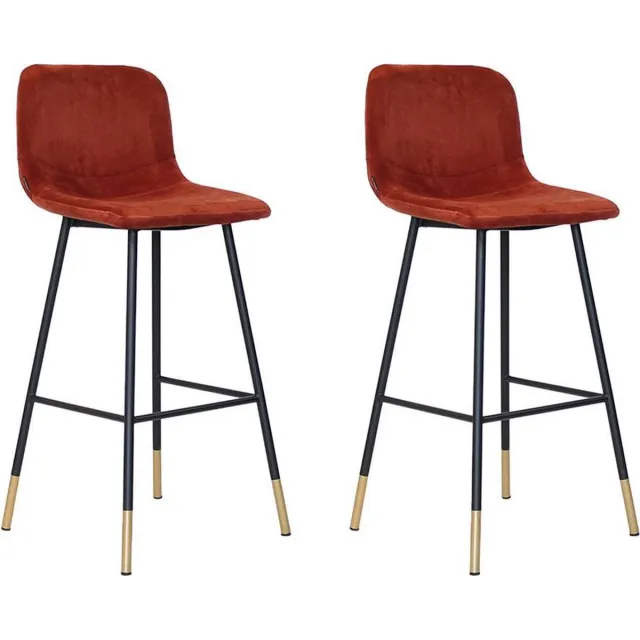 Bronx71 Velvet barkruk Mikky koper 68 - 79 cm - Barkrukken set van 2 - barstoel