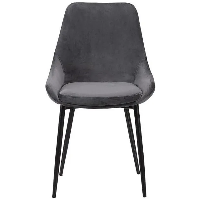 Vente-unique Set van 2 stoelen MASURIE - Fluweel - Grijs Antracietgrijs