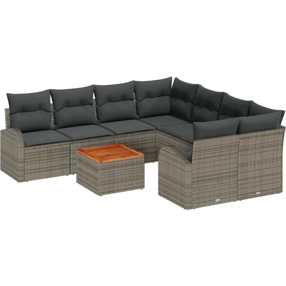 vidaXL Tuinbankenset 9 st Grijs poly rattan