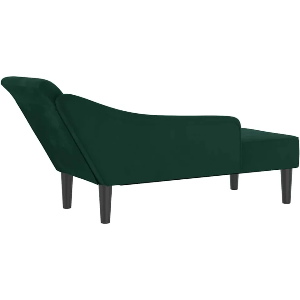 vidaXL Chaise longue met kussens fluweel donkergroen groen, foto 4