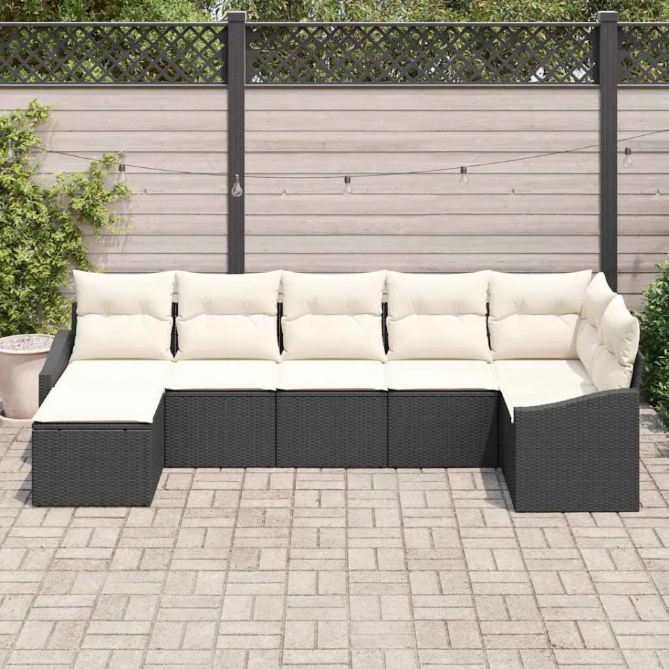 vidaXL Bankstel 7 st Zwart poly rattan, foto 3