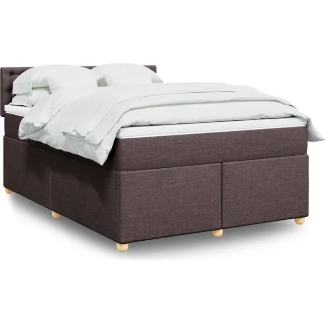 vidaXL Boxspring met matras stof donkerbruin 140x190 cm bruin