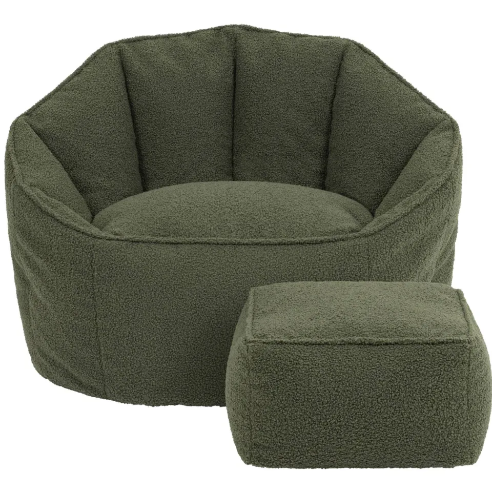 icon - Sirena Zitzak Fauteuil met Poef - Boucle - Olijfgroen, foto 2