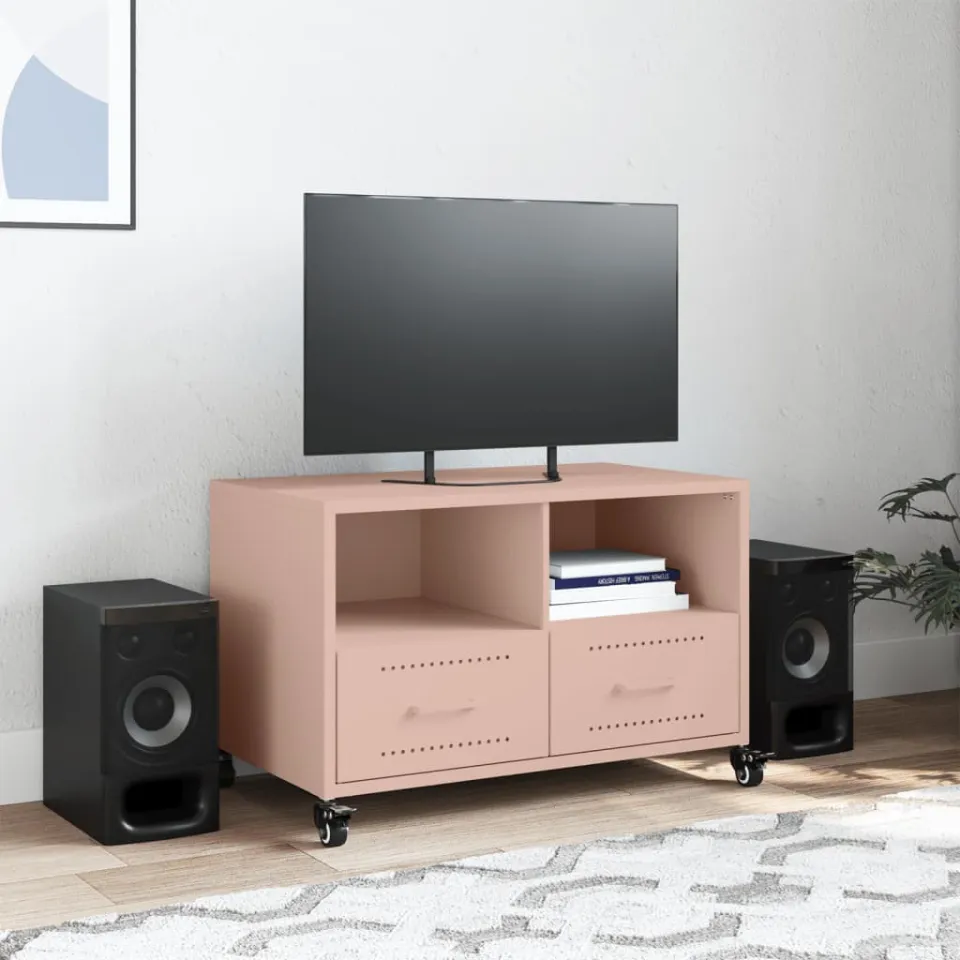 vidaXL Tv-meubel 68x39x43,5 cm staal roze, foto 3